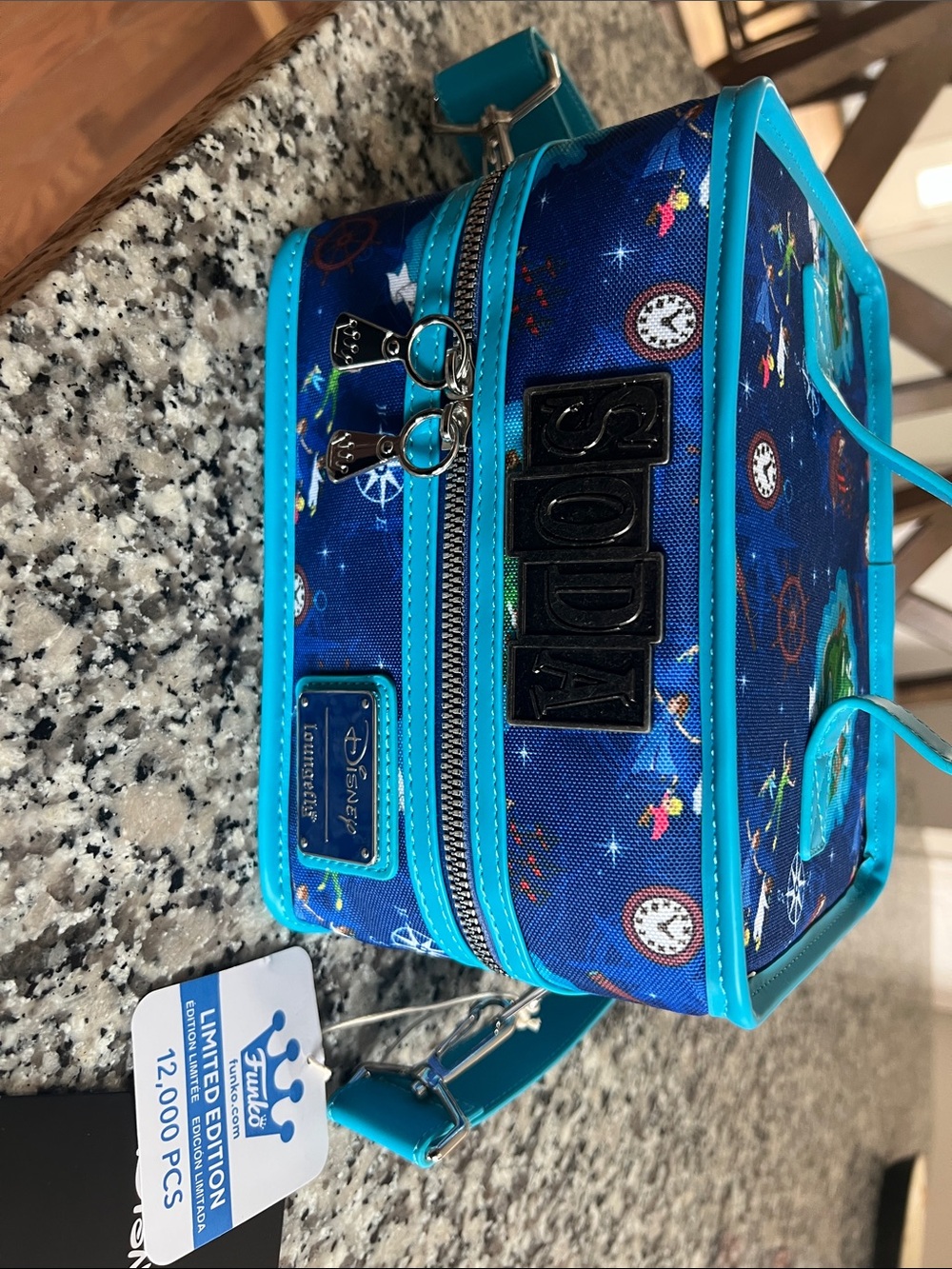 Loungefly x Disney Blue and Teal Peter Pan Soda Box Crossbody Bag